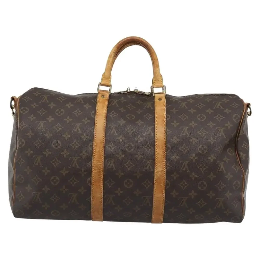 Louis Vuitton Monogram Keepall Bandouliere 45 Travel Bag Brown